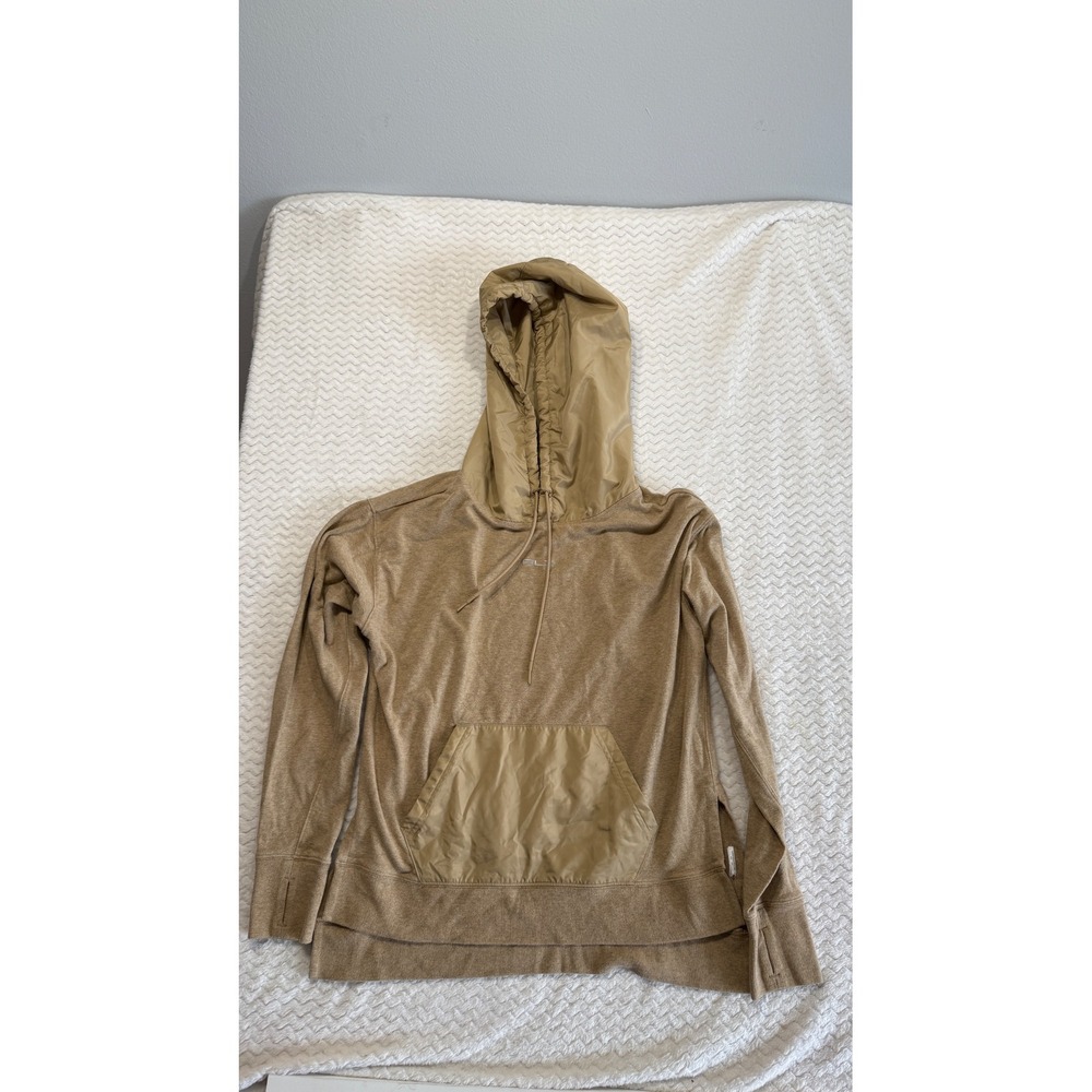 RLX Ralph Lauren Mens Tan Mixed Media Hoodie Sweatshirt Small Palm Tree Logo